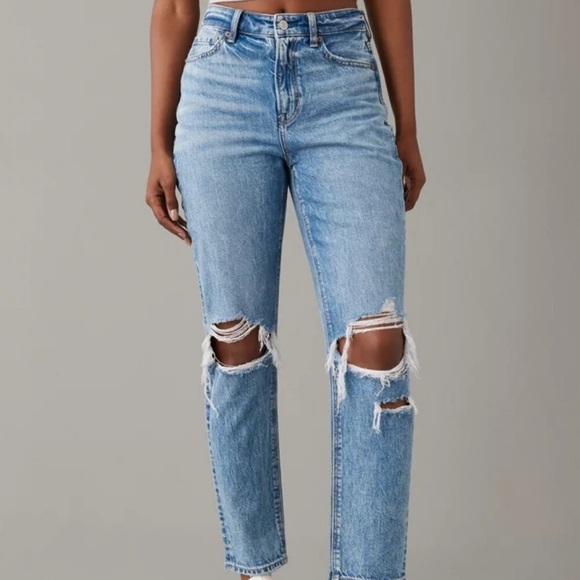 American Eagle Outfitters Denim - American Eagle Outfitters Light Wash Distressed Straight Leg Jeans